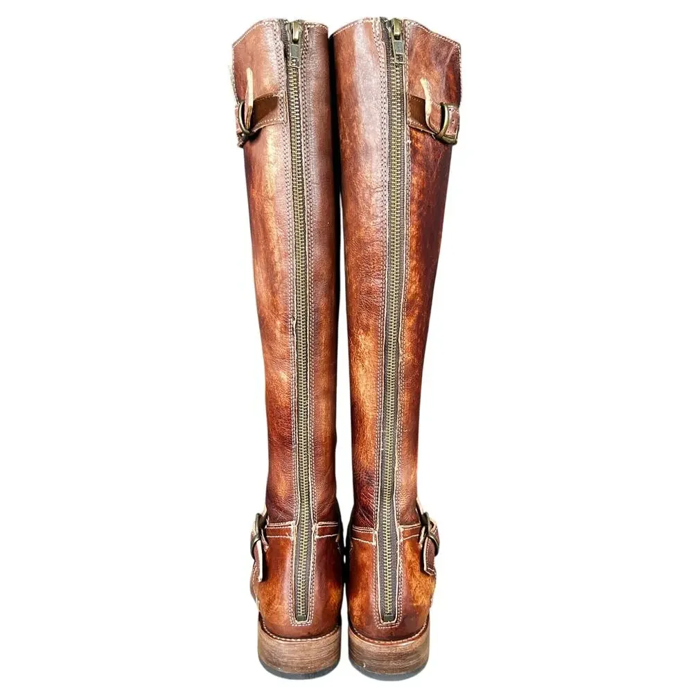 NWOT Bed Stu Women’s Blackburn Brown Leather Woven Toe Riding Boot Size US 7.5